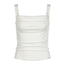 Solid Color Low Square Collar Pleated Slim Strap Women Outerwear Top