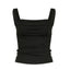 Solid Color Low Square Collar Pleated Slim Strap Women Outerwear Top