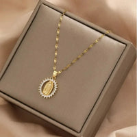 Virgin Mary Hollow Star Zircon Necklace