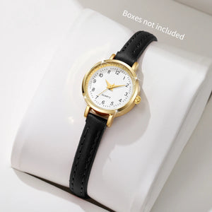 Roma Dial Leather-Band Quartz Watch